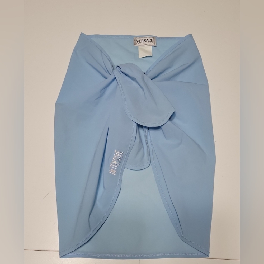 Versace Light Blue Knotted Swim Coverup